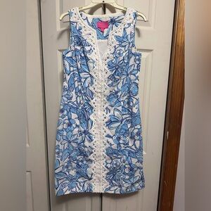 Lily Pulitzer Floral Blue and White Sleeveless Dress